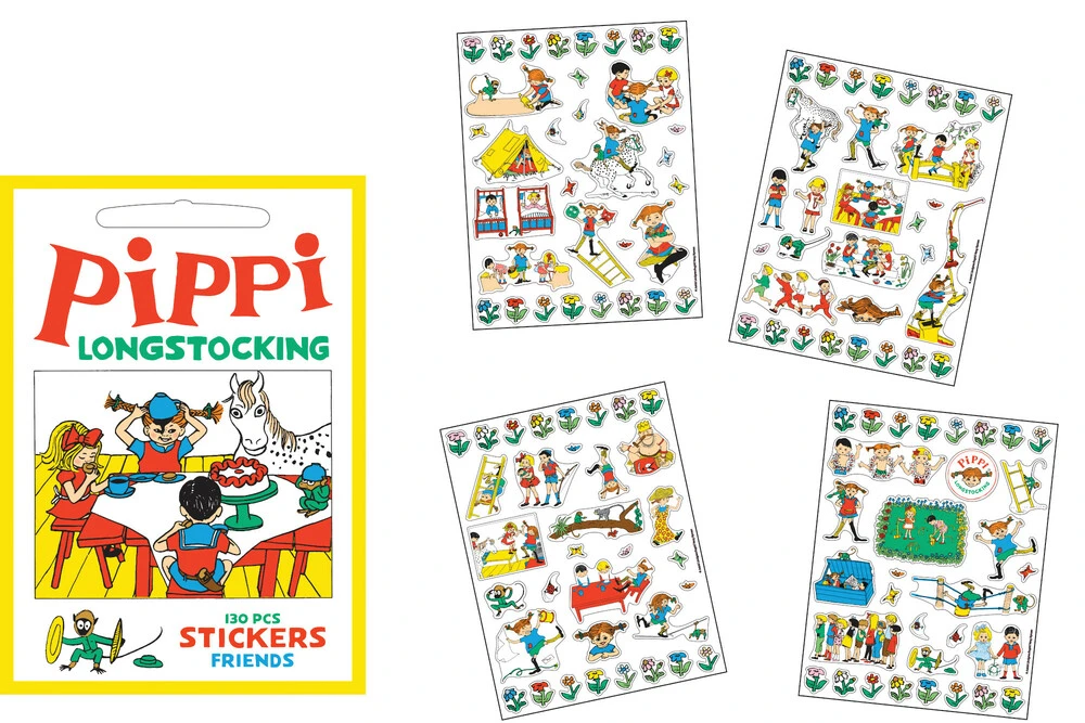 Pippi Langstrømpe Klistermærker - Pippi Og Venner - 130 Stk