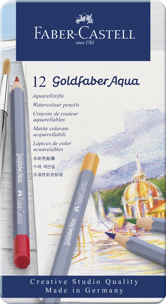 Farveblyant Goldfaber Akvarel tinæske 12 ass