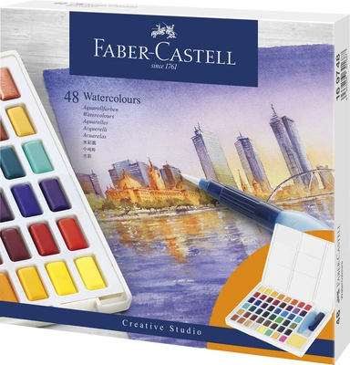 Watercolour Faber-Castell 48 ass i palette+water brush