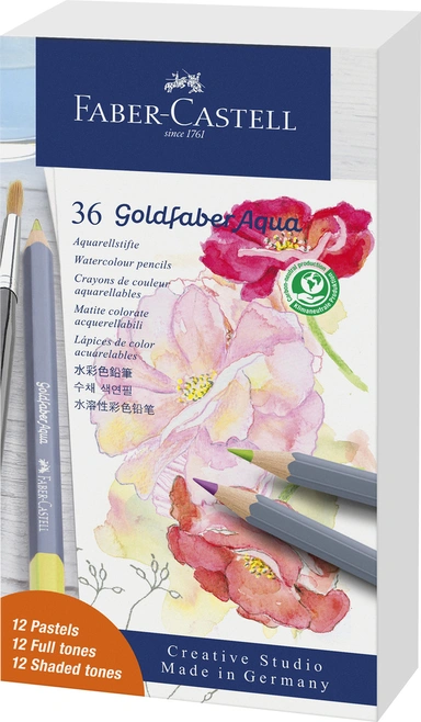 Farveblyant Goldfaber akvarel 12 pastel + 24 standart
