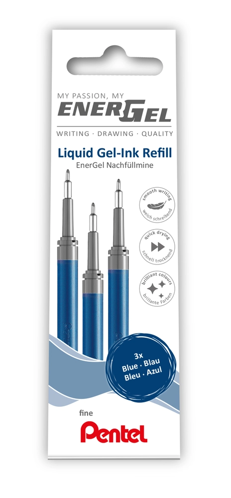 Refill Pentel 3 stk Energel 0,5mm blå