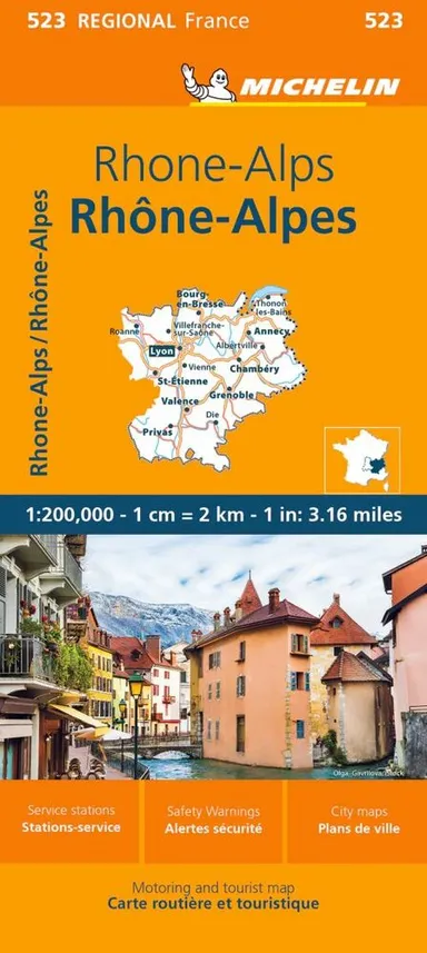 Michelin France blad 523: Rhone-Alpes / Rhone-Alps