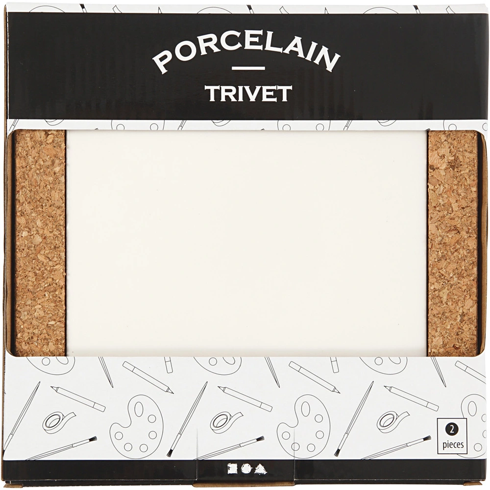 Bordskåner hvid m/korkramme 15,5x15,5x1 cm 2 stk billede