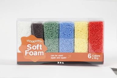 Foam soft modelleringsmasse 6 ass Farver 10 g