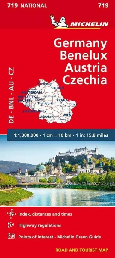 Michelin National Map 719: Germany, Benelux, Austria, Czech Republic