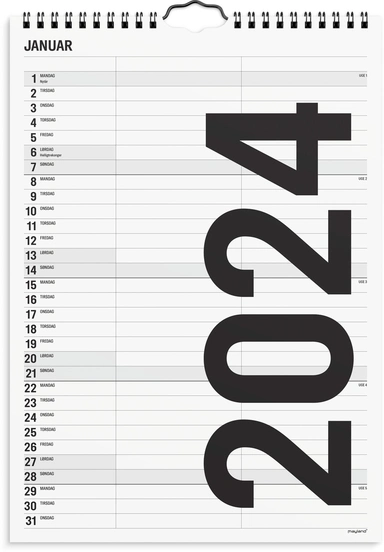 Kalender 2024 sort/hvid 2 kol