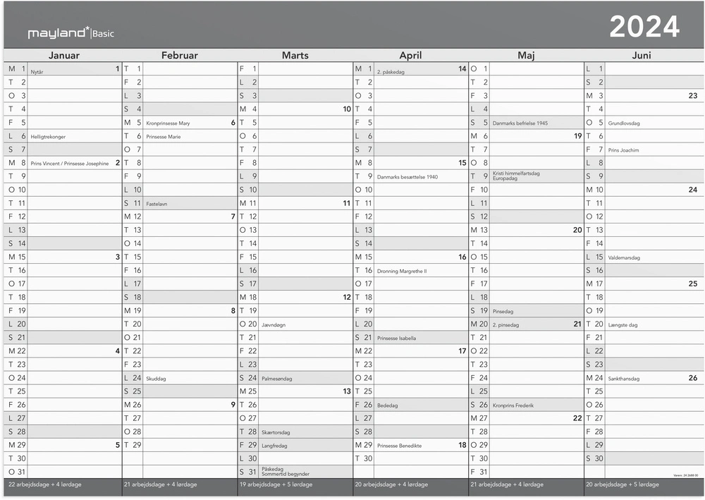 Kalender 2024 A2 m/wb pen