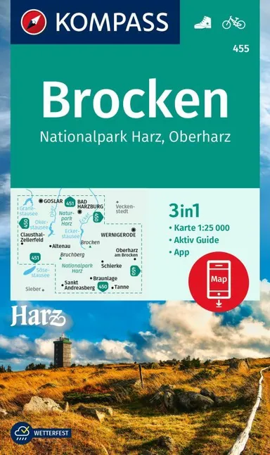 Kompass Wanderkarte 455: Brocken, Nationalpark Harz, Oberharz