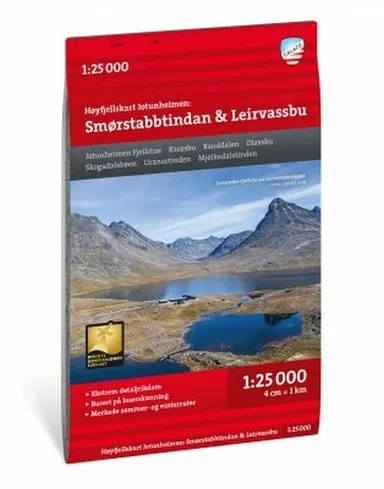 Høyfjellskart Jotunheimen : Smørstabbstindan & Leirvassbu 1:25.000