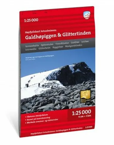 Høyfjellskart Jotunheimen : Galdhøpiggen & Glittertinden 1:25 000