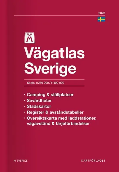 M Vägatlas Sverige 2023 : skala 1:250 000/1:400 000