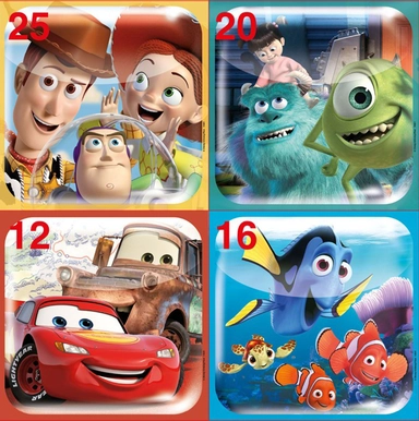 Puslespil Disney Pixar 12-16-20-25 brikker