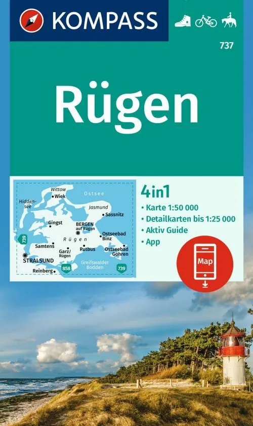 Kompass Wandern und Radkarte 737 Rügen