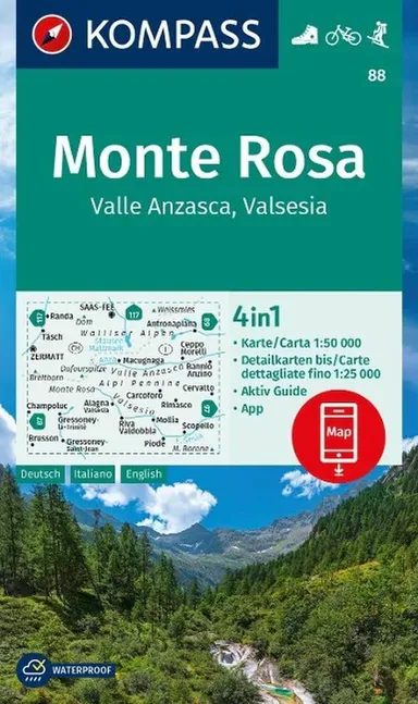 Kompass Wanderkarte Monte Rosa