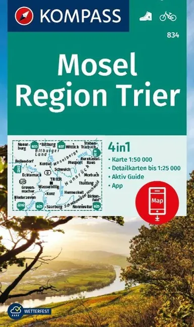 Kompass Wander- und Radkarte 834: Mosel Region Trier