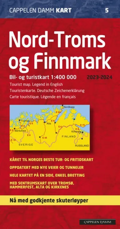 Nord-Troms og Finnmark 2023-2024 : bil- og turistkart = tourist map = Touristenkarte = carte touristique