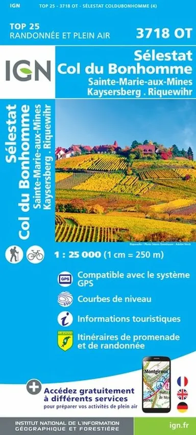 TOP25: 3718OT Sélestat - Col du Bonhomme (Sainte-Marie-aux-Mines - Kaysersberg - Riquewihr)