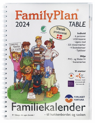 Familiekalender 2024 familyplan table 6 personer
