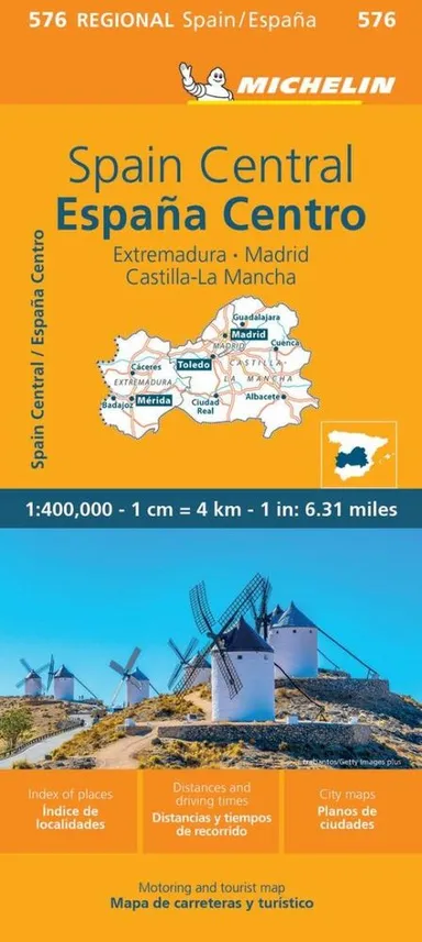 Michelin Spain Blad 576: Center Spain - Extremadura, Castilla - La Mancha, Madrid