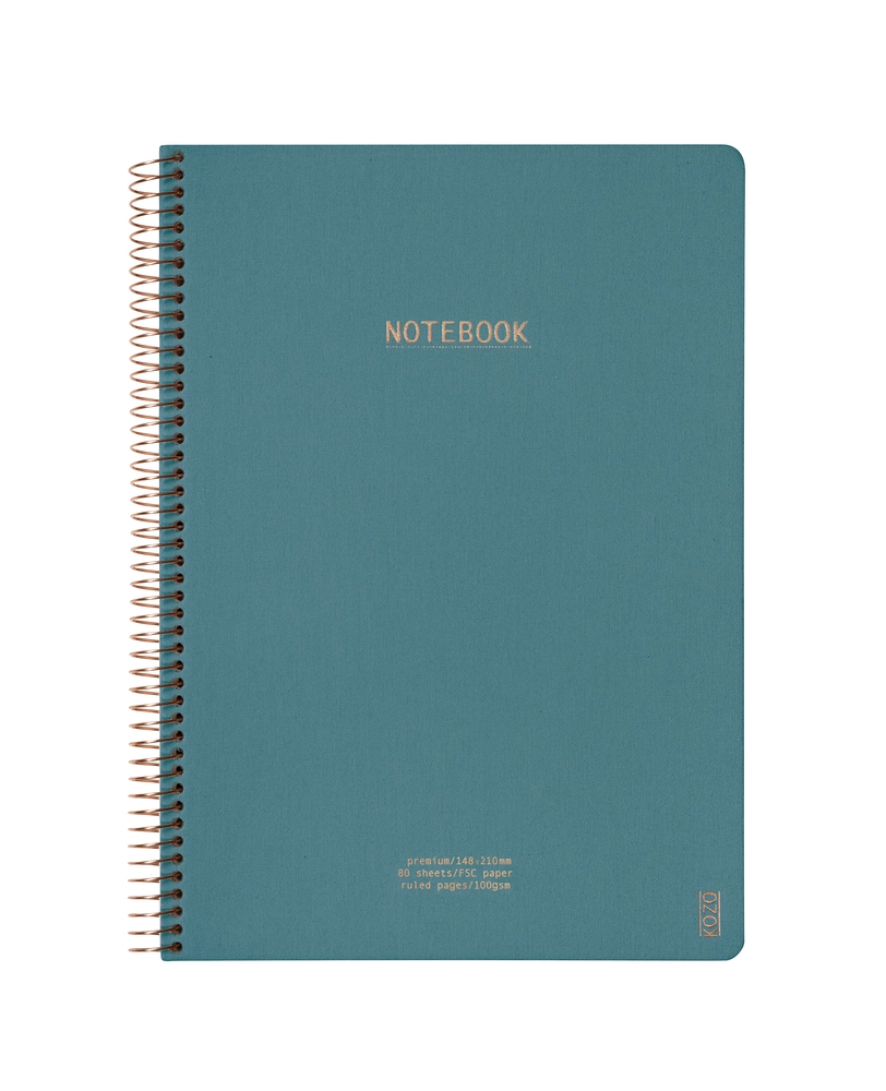Notesbog KOZO A4 Steel Blue Linjeret