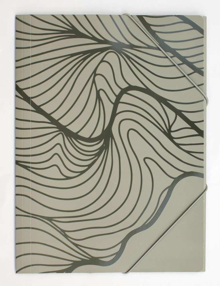 Billede af Elastikmappe A4 grå m/lak bøljede abstrakte streger