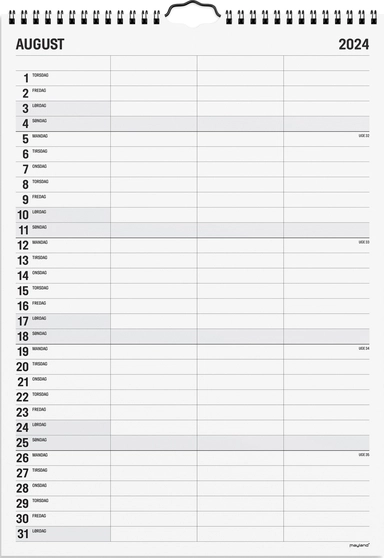 Kalender 2024 sort/hvid 3 kol