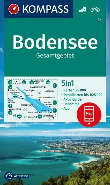 Bodensee Gesamtgebiet, Kompass Wanderkarte 1C