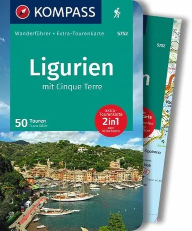 Ligurien mit Cinque Terre, Kompass Wanderführer + Extra-Tourenkarte 5752