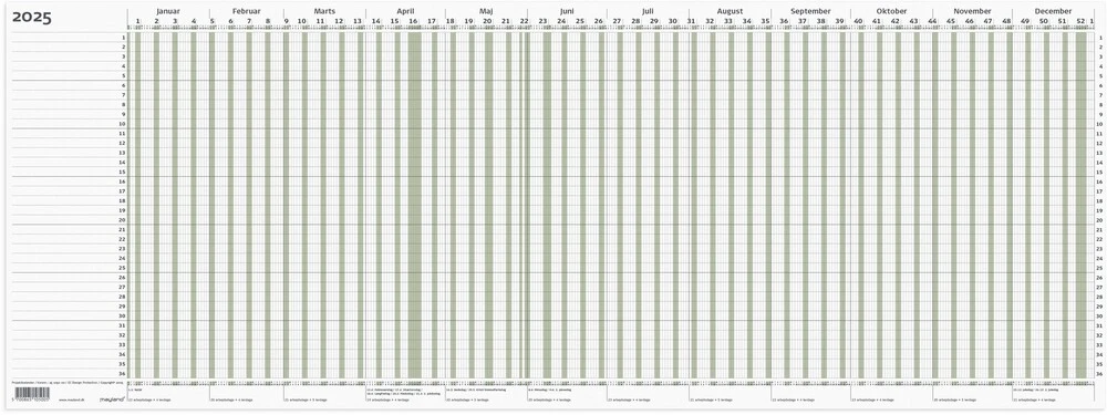 Mayland Projekt planner 2025 grøn 80 x 30 cm