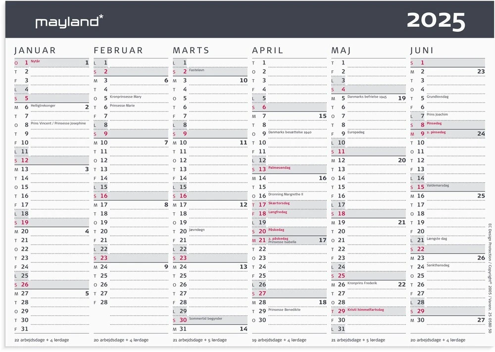 Mayland Kontorkalender 2025 moderne A5