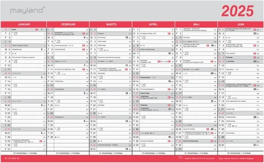 Mayland Kontorkalender stor 2025 m/flagdage