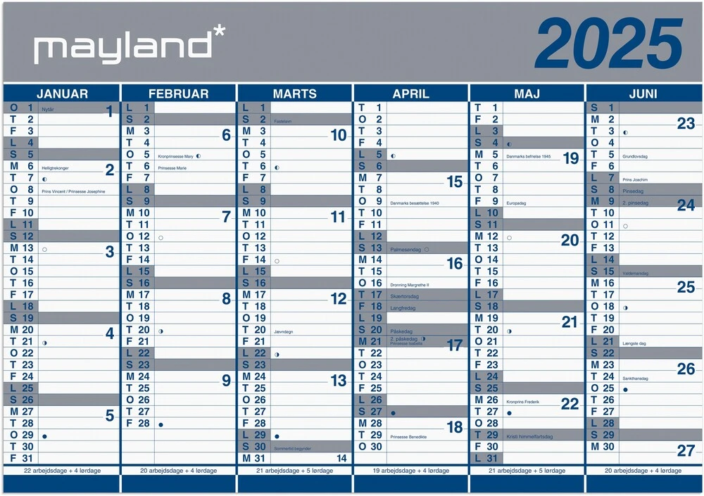 Mayland Kæmpekalender 2025 papir 2x6 mdr.