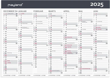 Bordkalender 2025 stående 2x7 mdr.