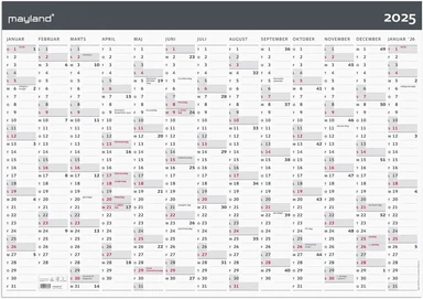 Kæmpekalender 2025 moderne 13 mdr. 