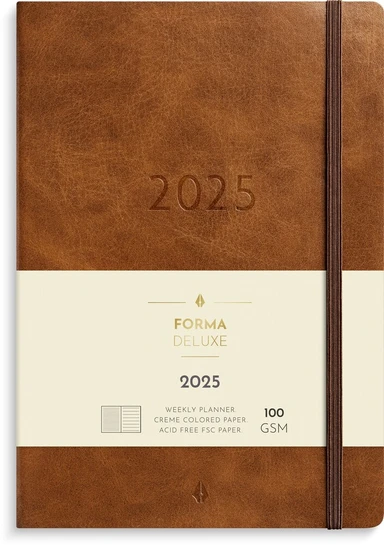 Ugekalender 2025 forma deluxe A5 brun 