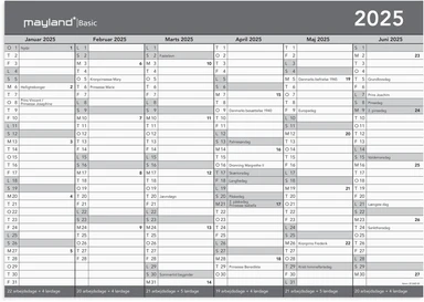 Kontorkalender basic 2025 A3 2x6 mdr.