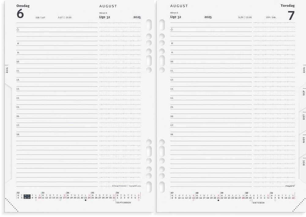 Mayland Kalender system 2025 dag A5 refill