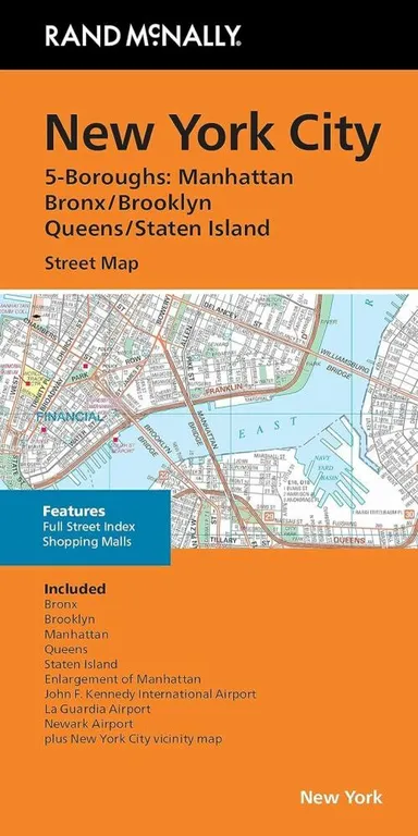 New York City 5 Boroughs : Manhattan, Bronx, Brooklyn, Queens, Staten Island Street Map