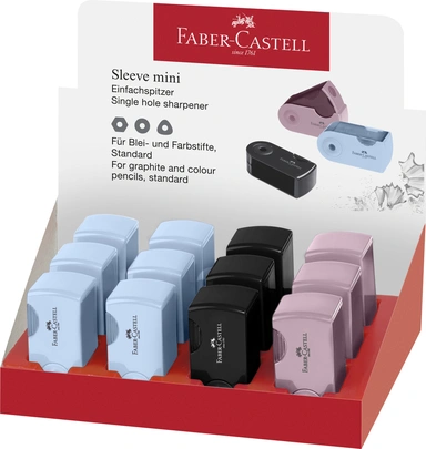 Blyantspidser Faber-Castell Sleeve Mini Sky Blue /Rosa/Sort ASST