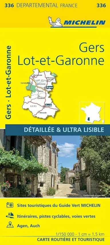 France blad 336: Gers, Lot et Garonne 1:150.000