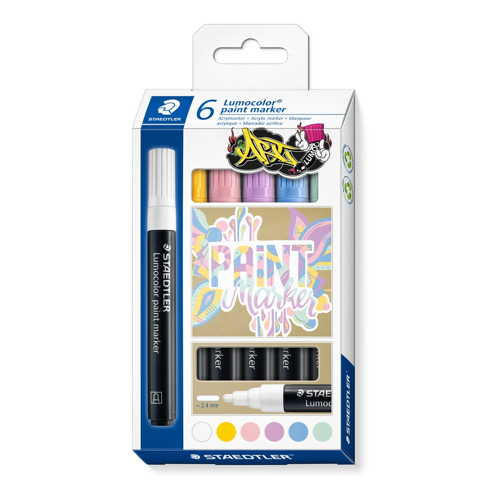 Marker Paint Lumocolor Staedtler 6 ass billede