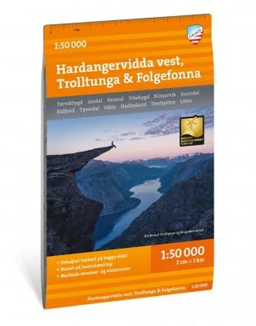 Billede af Turkart Hardangervidda vest, Trolltunga & Folgefonna 1:50 000