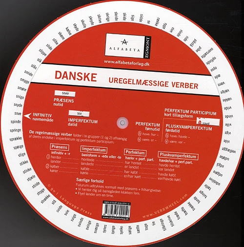 Billede af Dansk grammatik-hjul, Uregelmæssige verber