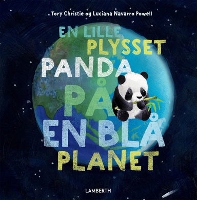 En lille plysset panda på en blå planet