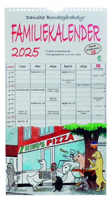 Familiekalender 2025 dyr 5 pers.