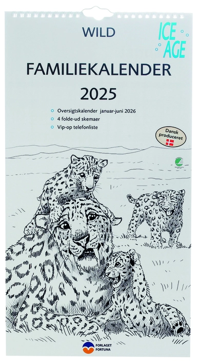 Familiekalender 2025 wild sort/hvid 5 pers.