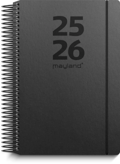 Mayland studiekalender 25/26 sort karton stor 1 dag pr. side