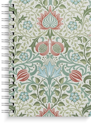 Notesbog A5 blue/green flowers KARTON 150 linjeret sider