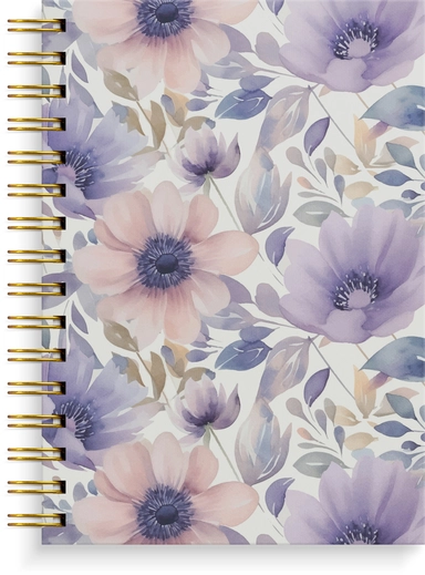 Notesbog A5 lilac flowers KARTON 150 linjeret sider