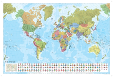 World Political Marco Polo Wall Map With Flags